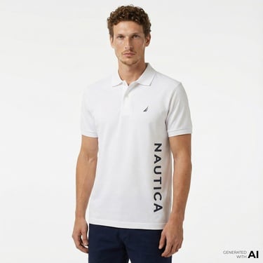  Nautica Erkek Beyaz Classic Fit Kısa Kollu Polo Yaka T-Shirt