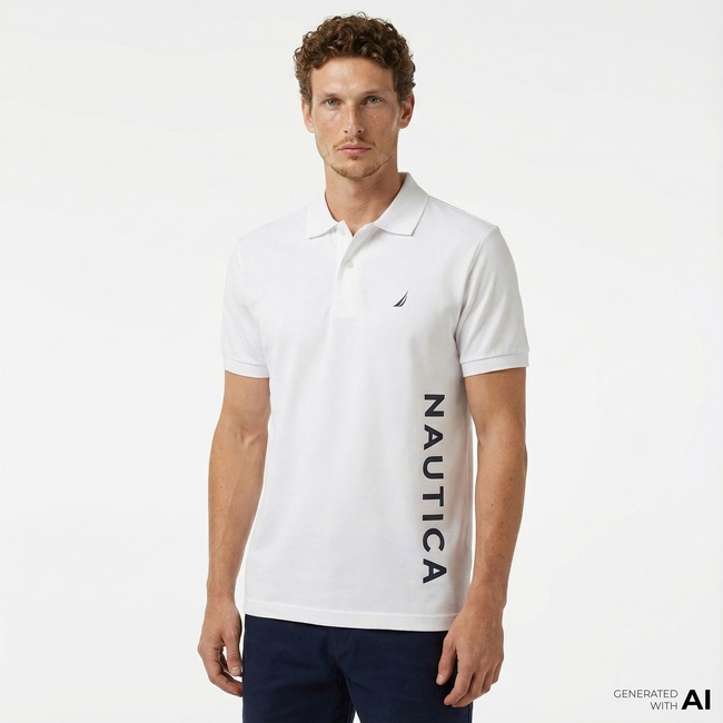 Nautica Erkek Beyaz Classic Fit Kısa Kollu Polo Yaka T-Shirt