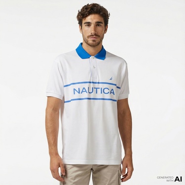  Nautica Erkek Beyaz Classic Fit Kısa Kollu Polo Yaka T-Shirt