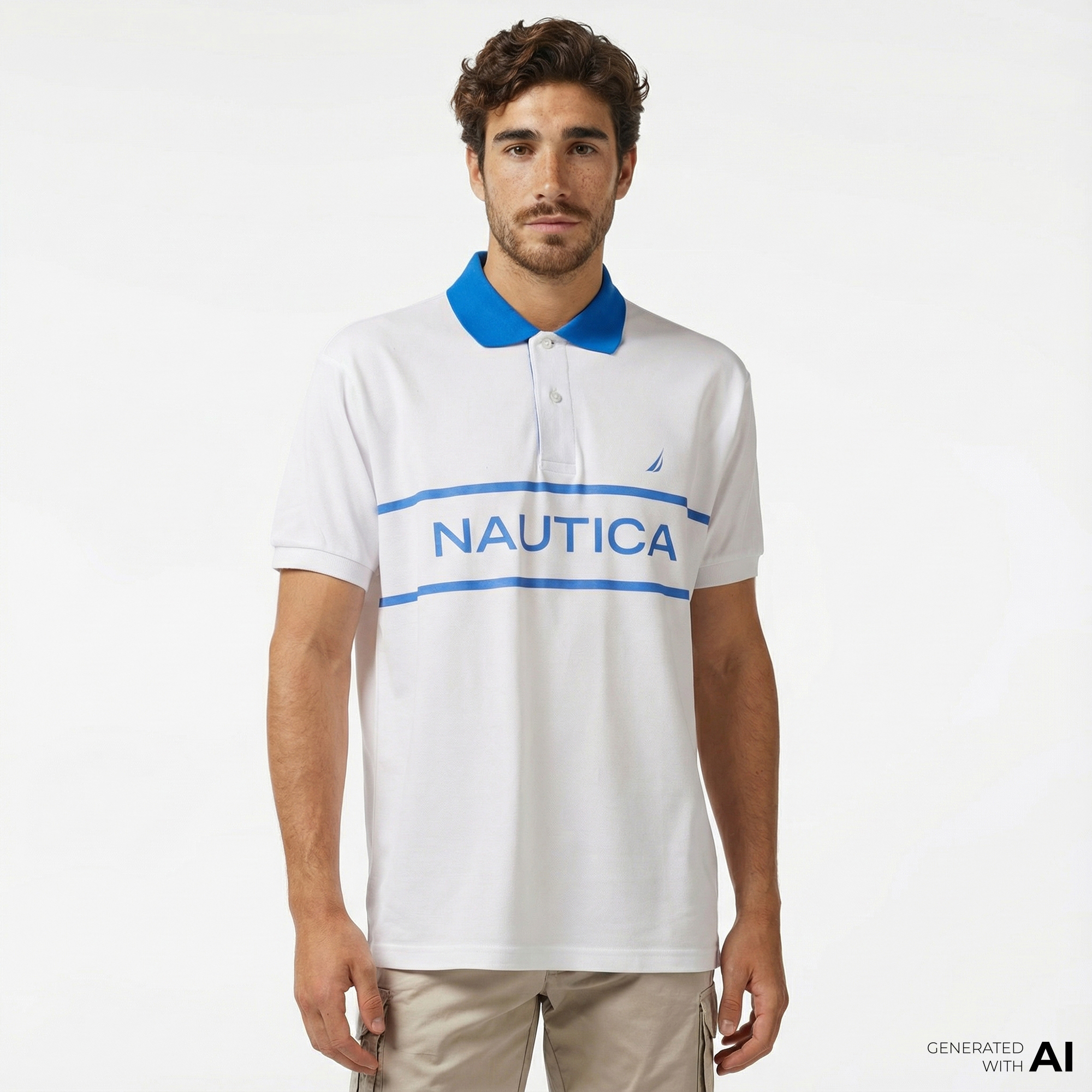  Nautica Erkek Beyaz Classic Fit Kısa Kollu Polo Yaka T-Shirt