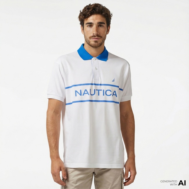  Nautica Erkek Beyaz Classic Fit Kısa Kollu Polo Yaka T-Shirt