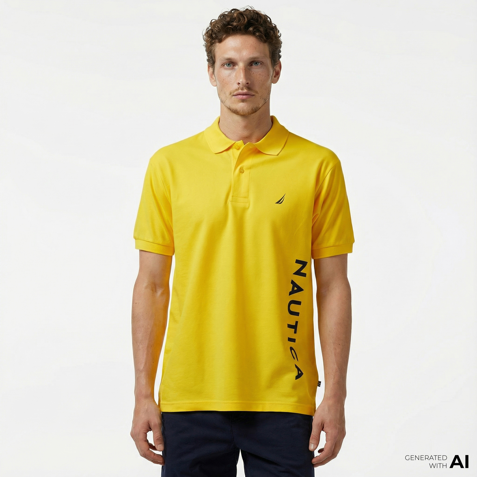  Nautica Erkek Sarı Classic Fit Kısa Kollu Polo Yaka T-Shirt