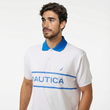  Nautica Erkek Beyaz Classic Fit Kısa Kollu Polo Yaka T-Shirt