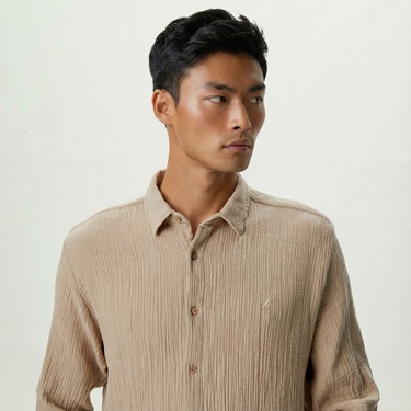  Nautica Erkek Bej Classic Fit Gömlek