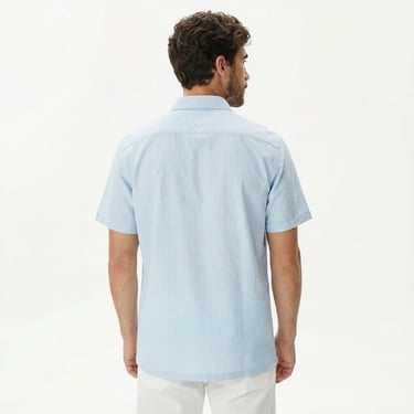  Nautica Erkek Mavi Classic Fit Kısa Kollu Gömlek