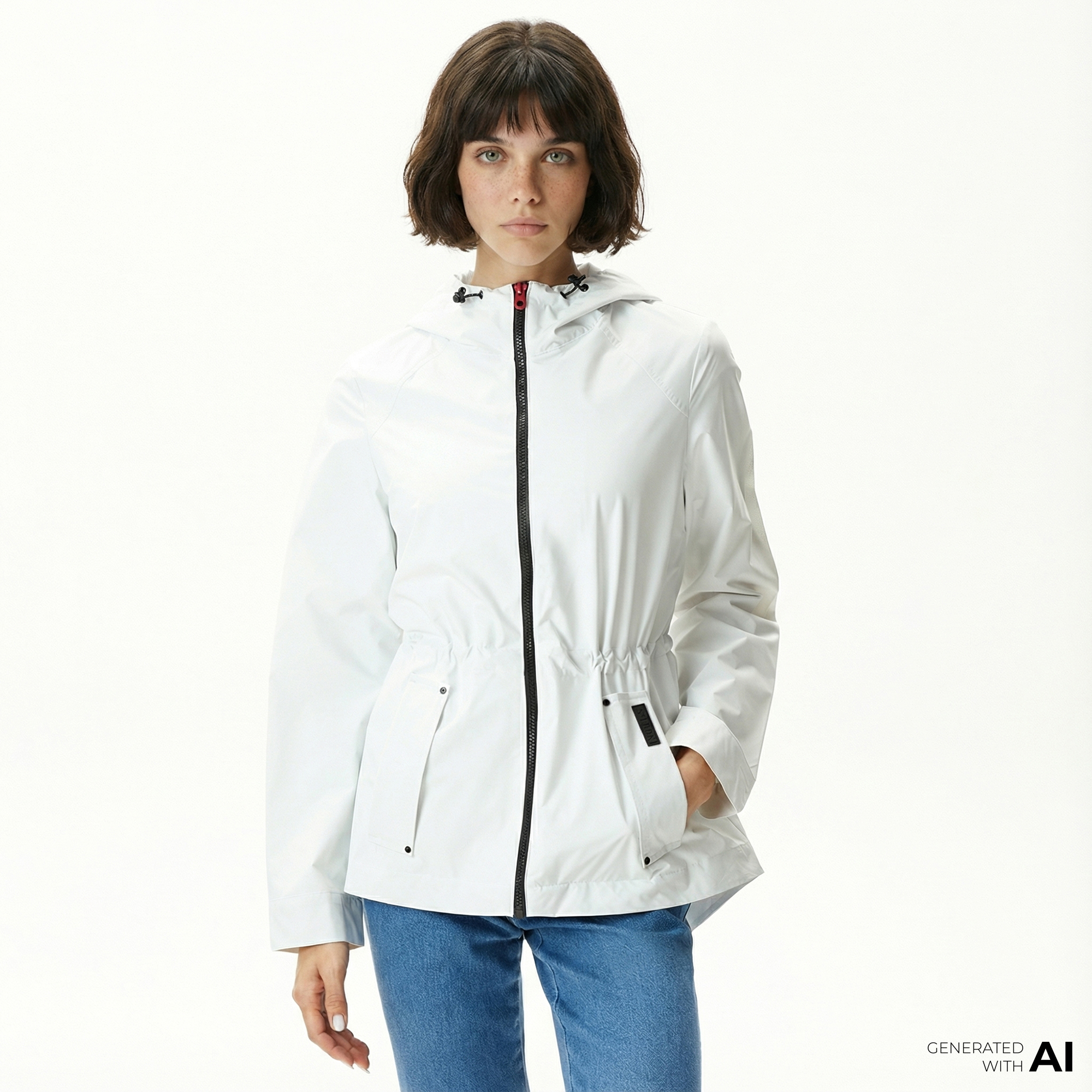  Nautica Kadın Beyaz Yağmurluk