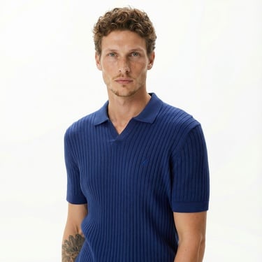  Nautica Erkek Mavi Classic Fit Kısa Kollu Kazak