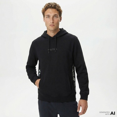 Nautica Erkek Siyah Standart Fit Sweatshirt