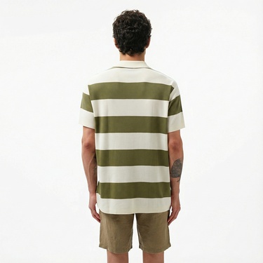  Nautica Erkek Yeşil Classic Fit Kısa Kollu Çizgili Polo Yaka T-Shirt