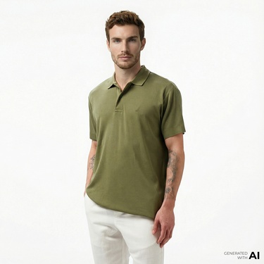  Nautica Erkek Yeşil Classic Fit Kısa Kollu Polo Yaka T-Shirt