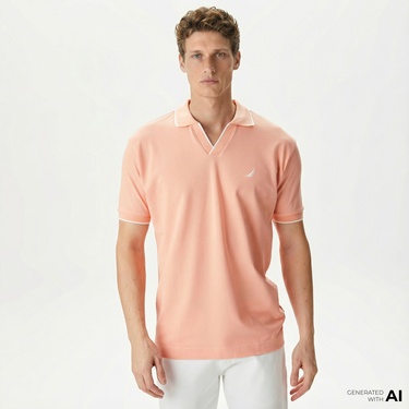  Nautica Erkek Turuncu Classic Fit Kısa Kollu Polo Yaka T-Shirt