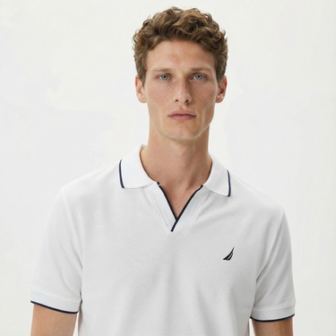  Nautica Erkek Beyaz Classic Fit Kısa Kollu Polo Yaka T-Shirt