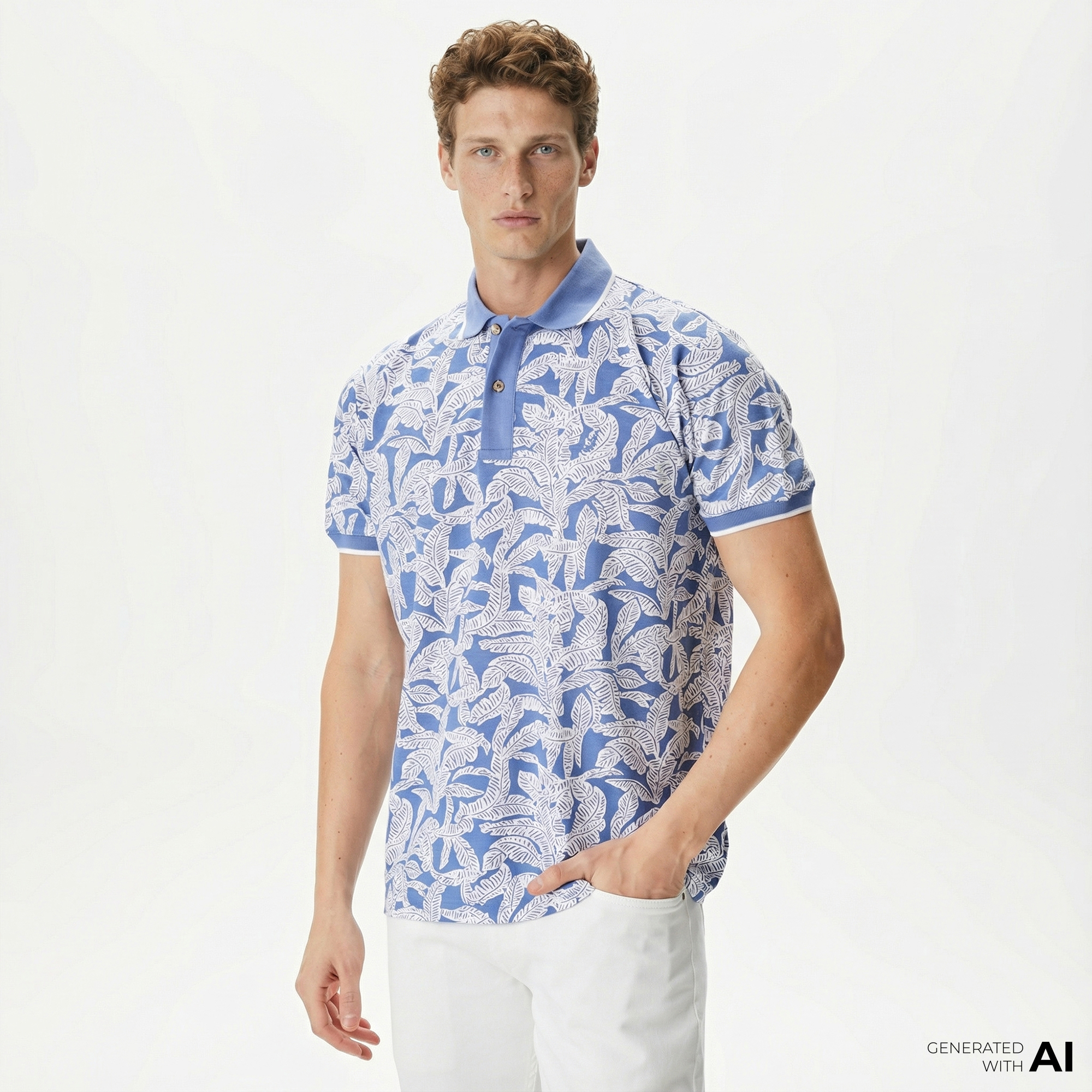  Nautica Erkek Mavi Classic Fit Kısa Kollu Baskılı Polo Yaka T-Shirt