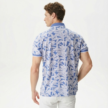  Nautica Erkek Mavi Classic Fit Kısa Kollu Baskılı Polo Yaka T-Shirt