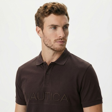  Nautica Erkek Kahverengi Classic Fit Polo Yaka T-Shirt