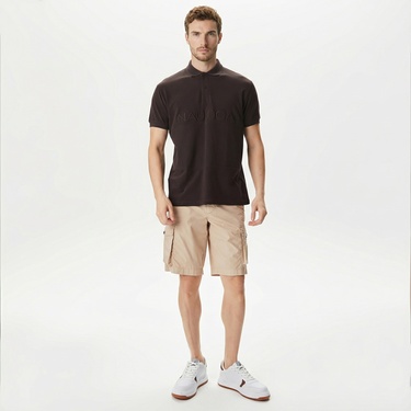  Nautica Erkek Kahverengi Classic Fit Polo Yaka T-Shirt