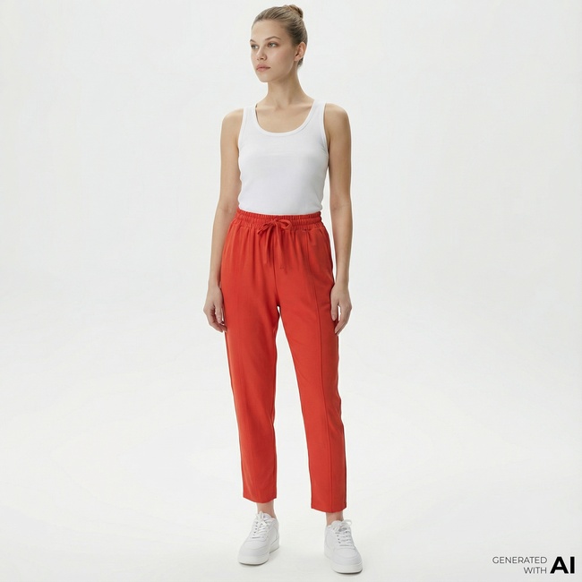  Nautica Kadın Kırmızı Relaxed Fit Pantolon