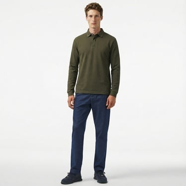  Nautica Erkek Yeşil Slim Fit Uzun Kollu Polo Yaka T-Shirt