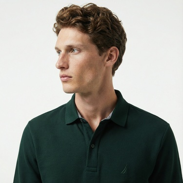  Nautica Erkek Yeşil Slim Fit Uzun Kollu Polo Yaka T-Shirt