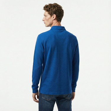  Nautica Erkek Mavi Slim Fit Uzun Kollu Polo Yaka T-Shirt