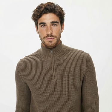  Nautica Erkek Yeşil Standart Fit Dik Yakalı Kazak