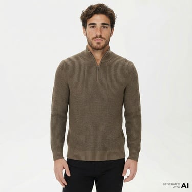  Nautica Erkek Yeşil Standart Fit Dik Yakalı Kazak