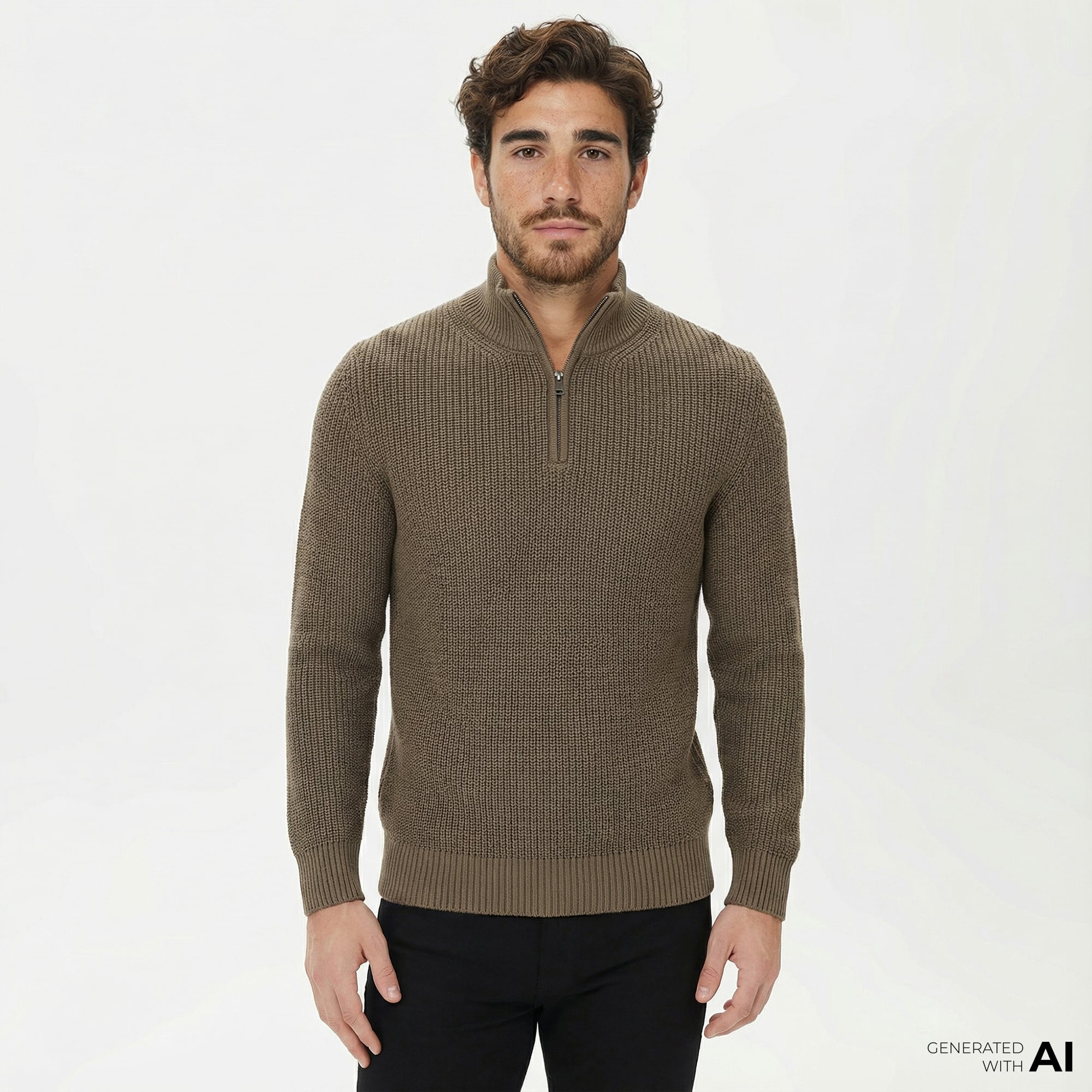  Nautica Erkek Yeşil Standart Fit Dik Yakalı Kazak