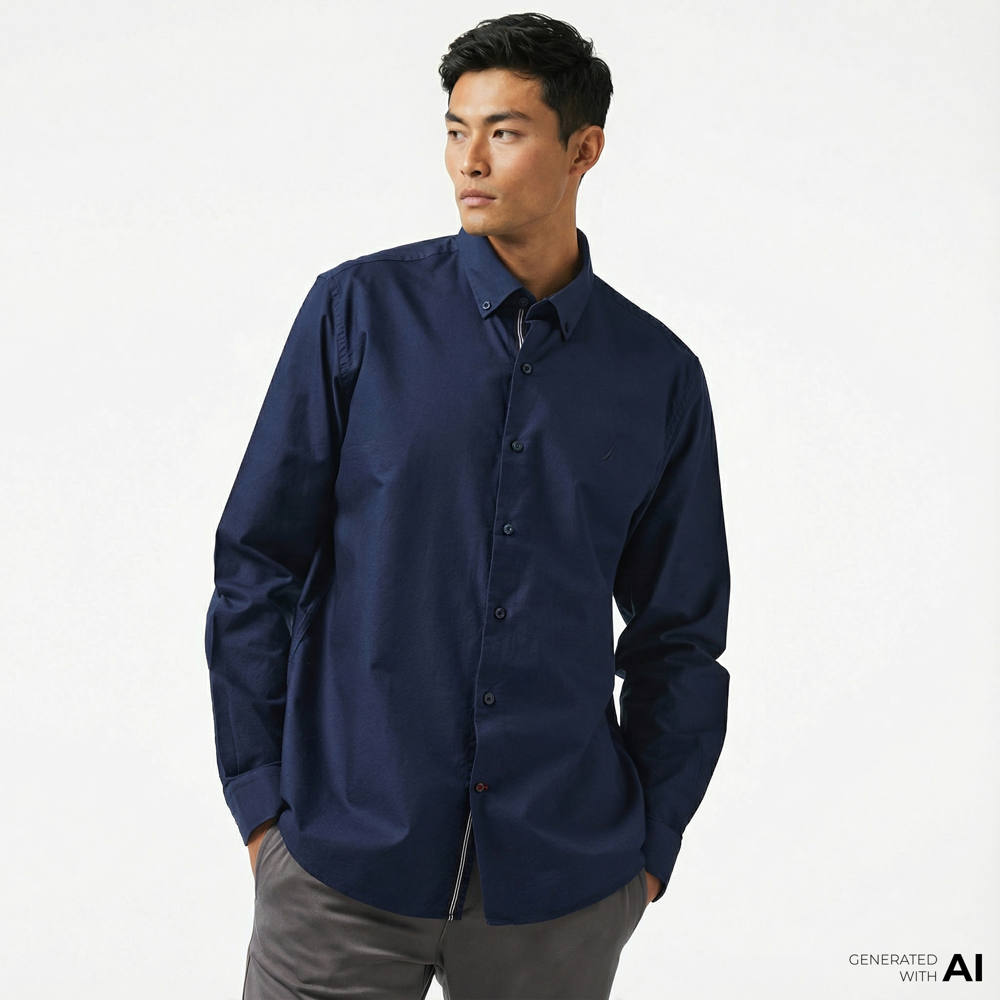  Nautica Erkek Lacivert Classic Fit Gömlek