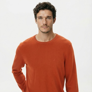  Nautica Erkek Turuncu Standart Fit Kazak