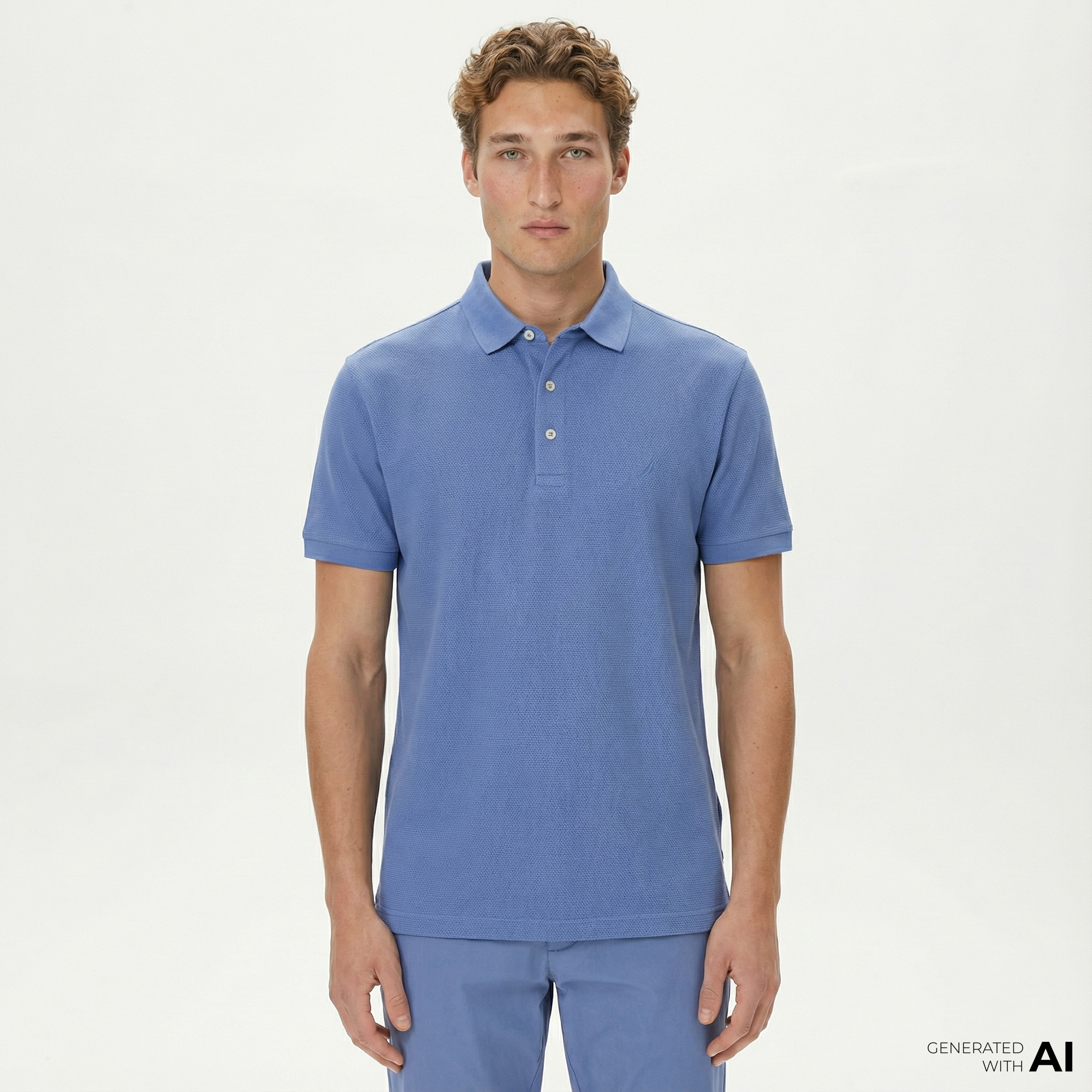  Nautica Erkek Mavi Slim Fit Kısa Kollu Polo Yaka T-Shirt