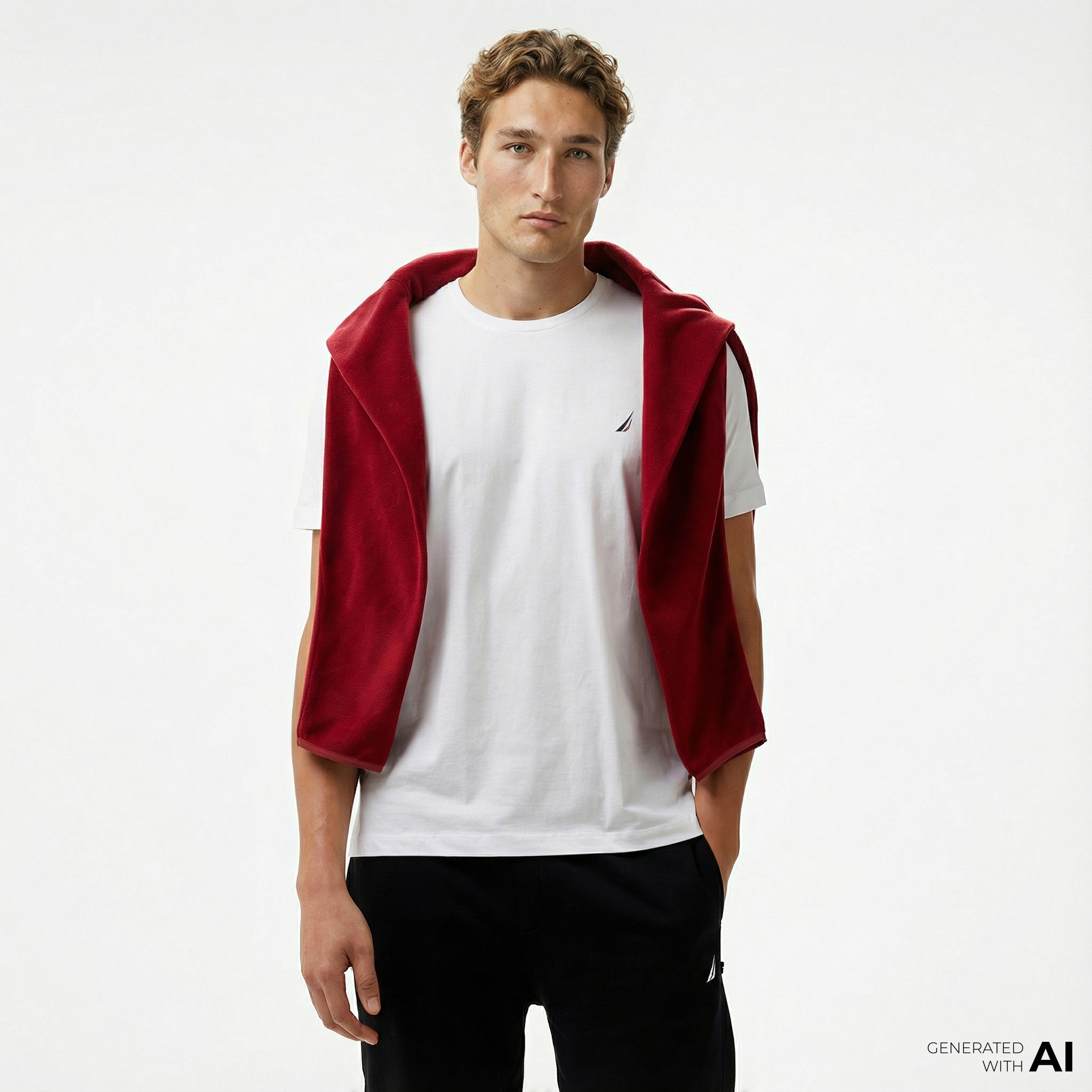  Nautica Erkek Beyaz Standart Fit T-Shirt