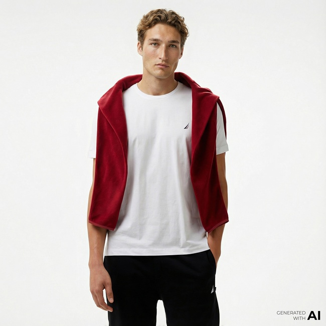  Nautica Erkek Beyaz Standart Fit T-Shirt