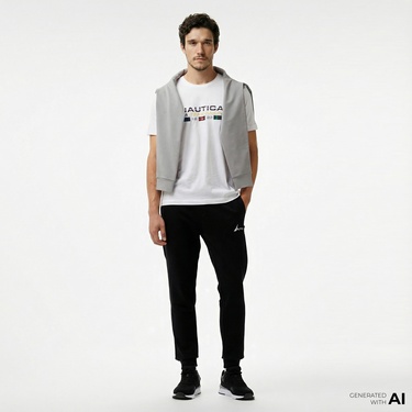  Nautica Erkek Siyah Standart Fit Eşofman Altı