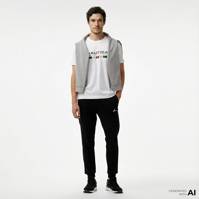  Nautica Erkek Siyah Standart Fit Eşofman Altı