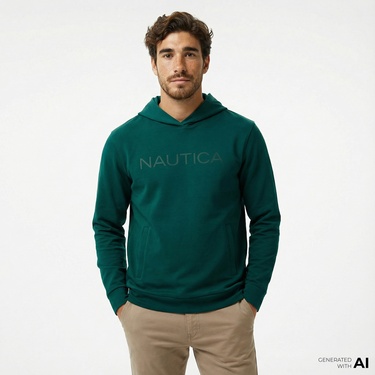  Nautica Erkek Yeşil Standart Fit Sweatshirt