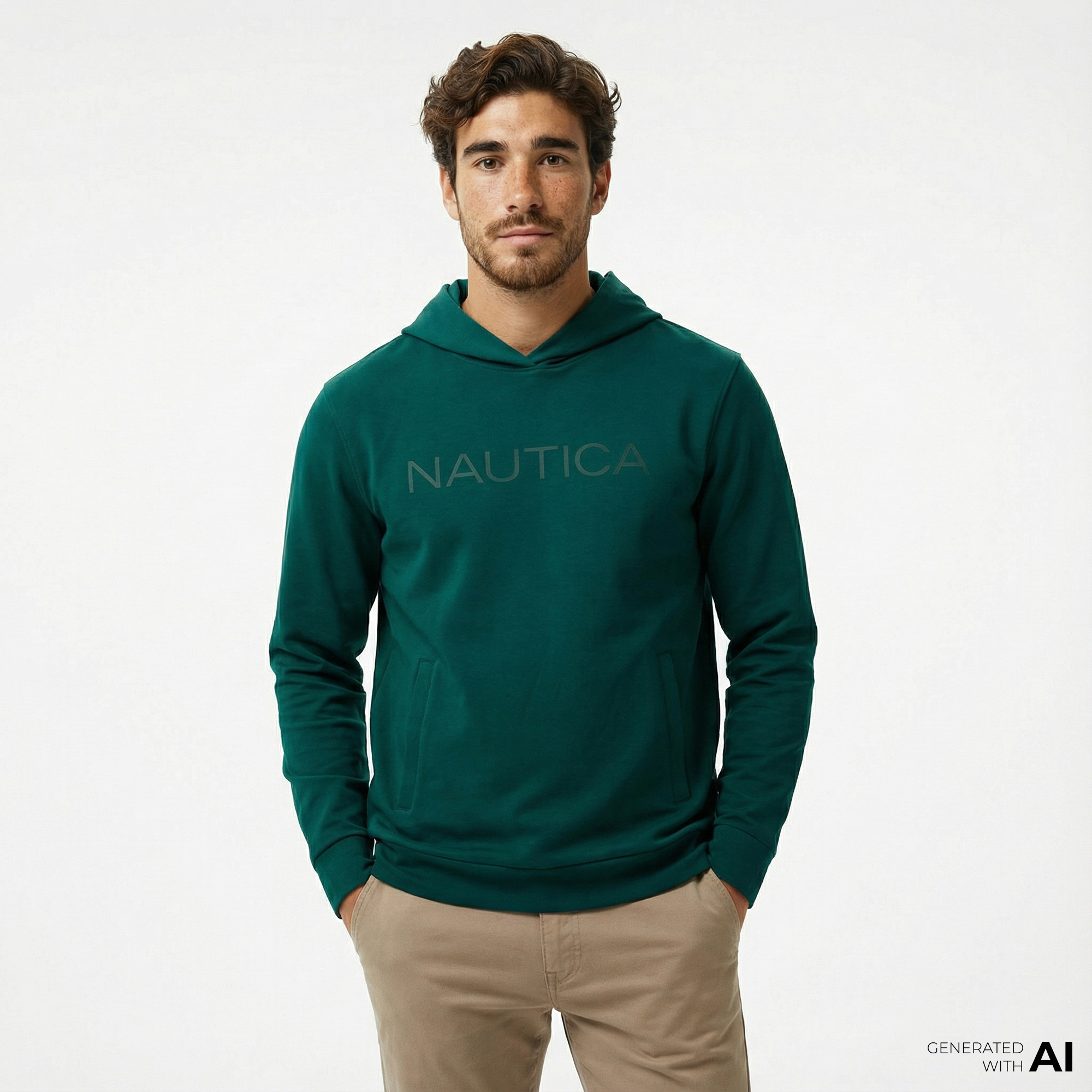  Nautica Erkek Yeşil Standart Fit Sweatshirt