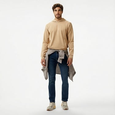 Nautica Erkek Bej Standart Fit Sweatshirt