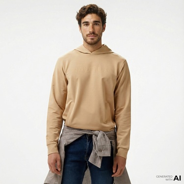  Nautica Erkek Bej Standart Fit Sweatshirt
