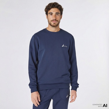  Nautica Erkek Lacivert Standart Fit Sweatshirt