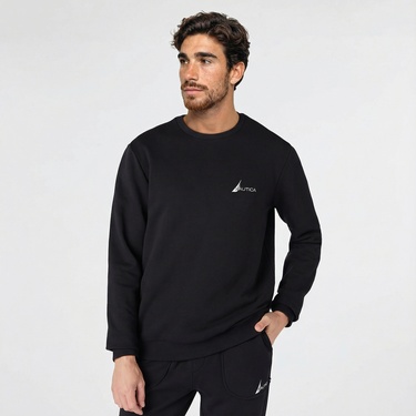  Nautica Erkek Siyah Standart Fit Sweatshirt