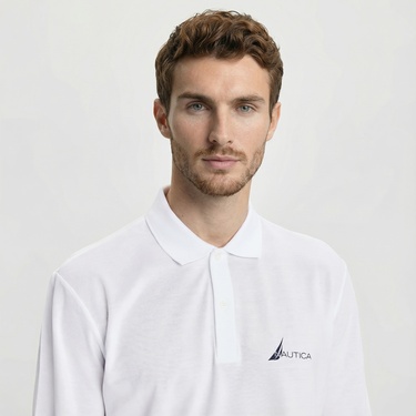  Nautica Erkek Beyaz Classic Fit Uzun Kollu Polo