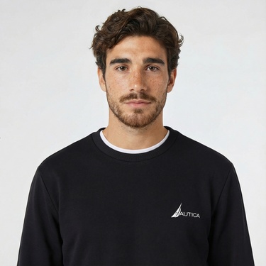  Nautica Erkek Siyah Standart Fit Sweatshirt