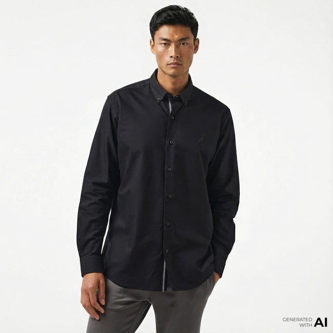  Nautica Erkek Siyah Classic Fit Gömlek