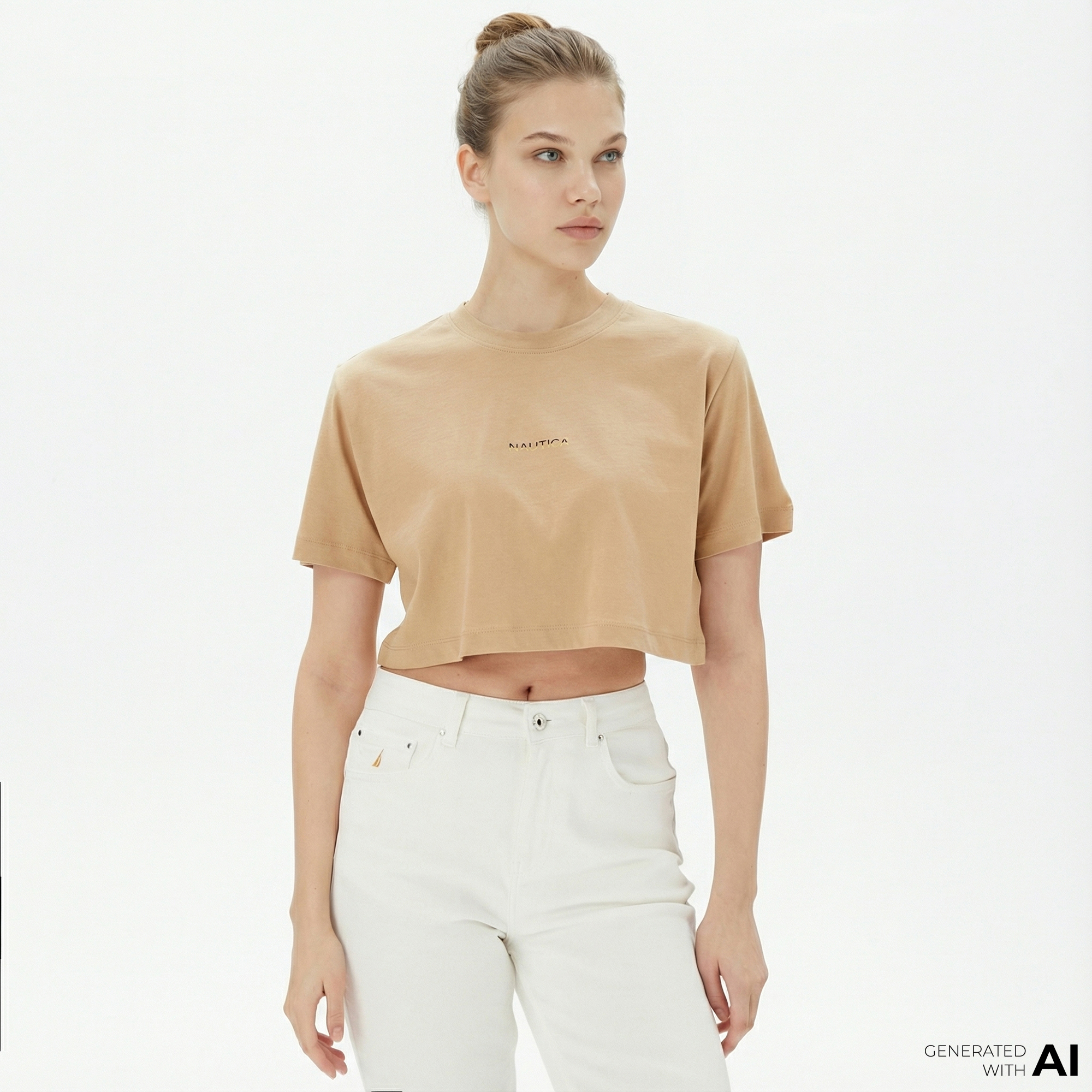  Nautica Kadın Bej T-Shirt