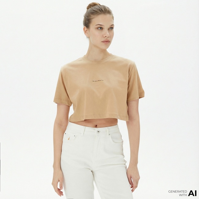  Nautica Kadın Bej T-Shirt