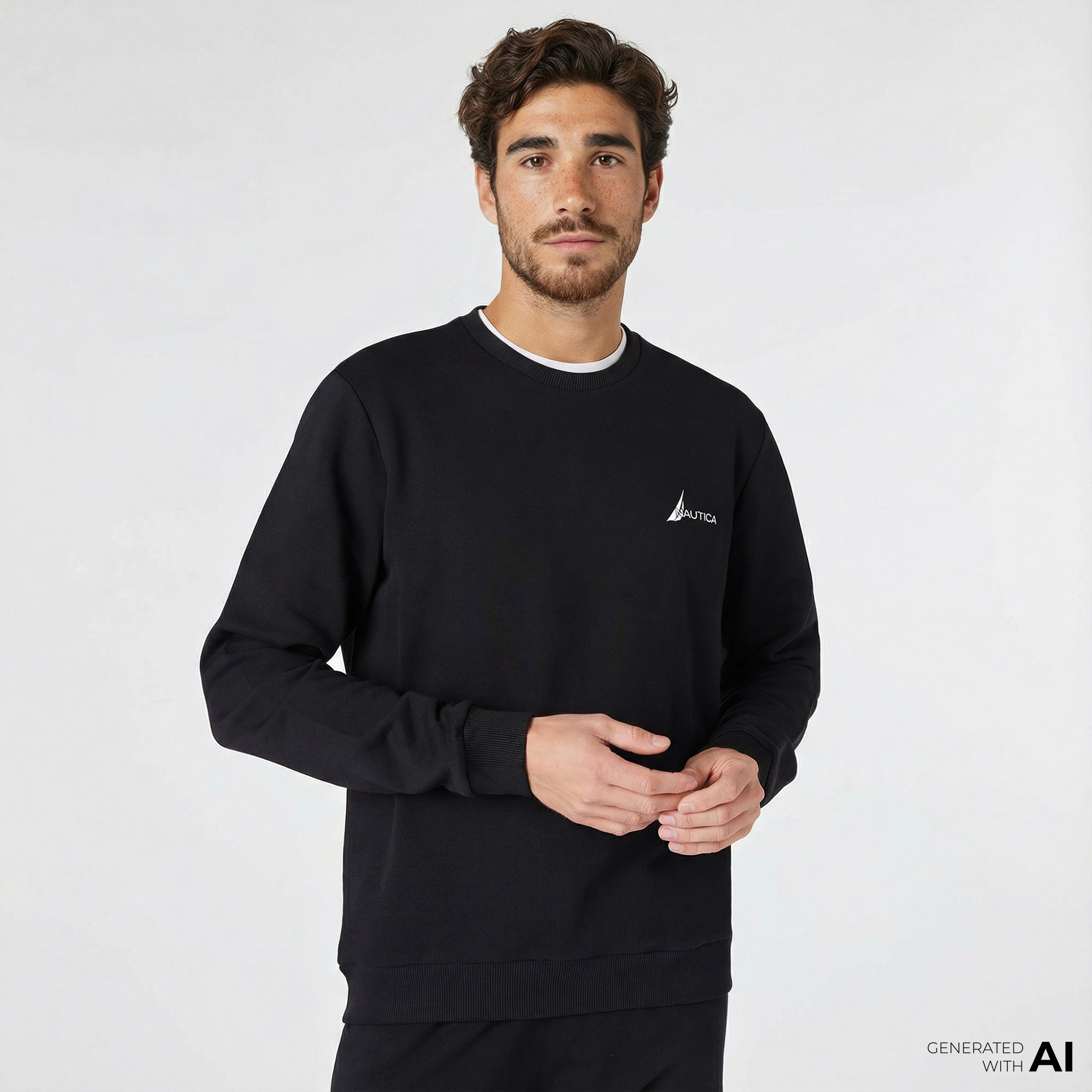  Nautica Erkek Siyah Standart Fit Sweatshirt