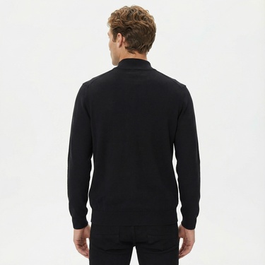  Nautica Erkek Siyah Standart Fit Dik Yakalı Kazak