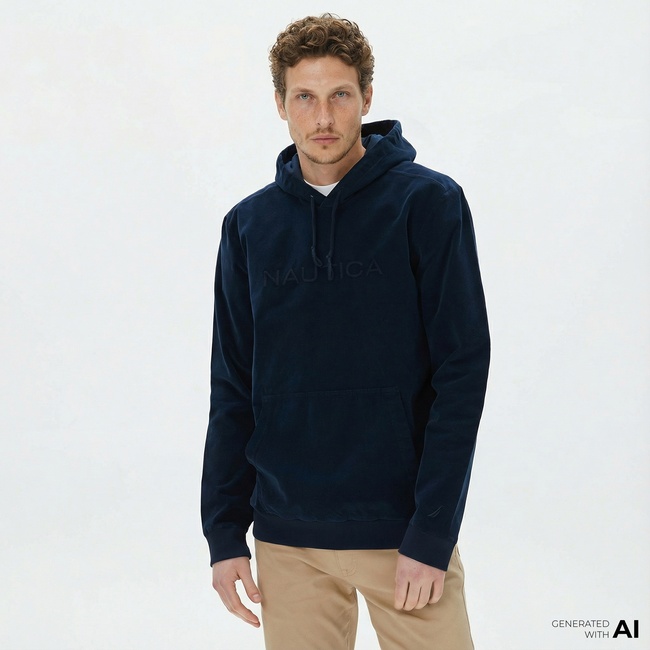  Nautica Erkek Lacivert Standart Fit Kapüşonlu Sweatshirt