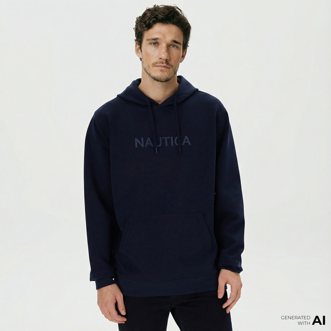  Nautica Erkek Lacivert Standart Fit Kapüşonlu Sweatshirt
