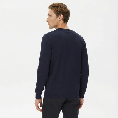  Nautica Erkek Lacivert Standart Fit V Yaka Kazak